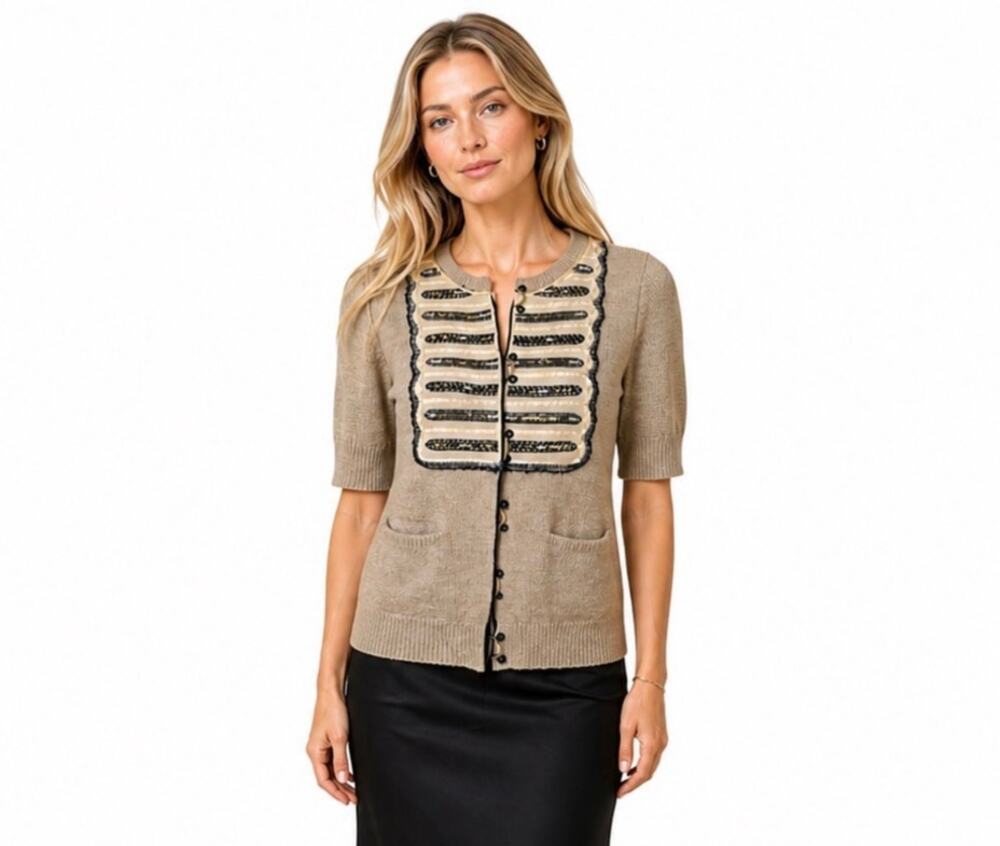 3.1 Phillip Lim Embellished Military-style Cardigan Women Size S Wool Silk Linen